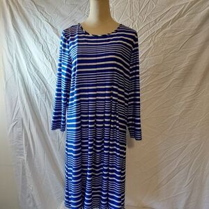 Kim Roger's Blue & White Striped Dress Size XL